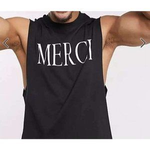 Asos Relaxed Tank Merci In Black Mens Size XS